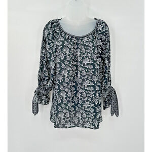 Max Studio‎ Top Womens XS Oversize Floral Whimsigoth Boho Flowy Cottagecore